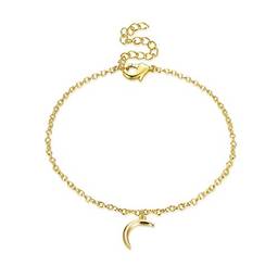 Holibanna Pulseira de corrente feminina dourada ajustável com pingente de lua crescente pulseira de pulso feminina joia de pulso