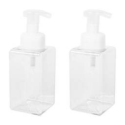 Bomba de sabonete de espuma de plástico transparente Yardwe 2 peças, frasco recarregável quadrado para bancadas de banheiro, dispensador de sabonete líquido de mão (450 ml)