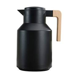 Wemay Jarra térmica de café 1 l com parede dupla jarra térmica com cabo de madeira chaleira de água garrafa térmica garrafa de chá mantendo quente e frio