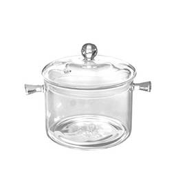 Caçarola de vidro Yardwe com alça dupla, resistente ao calor, panela com tampa para cozinhar de leite, macarrão, sopa, diâmetro de 15 cm
