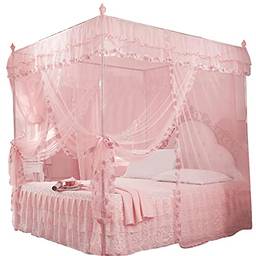 Rede de mosquiteiro para cama princesa, cortinas de dossel de 4 cantos com 3 aberturas laterais, rede de mosquiteiro para crianças, decoração de cama para cama para Full/Queen/King, fácil instalação (#2)