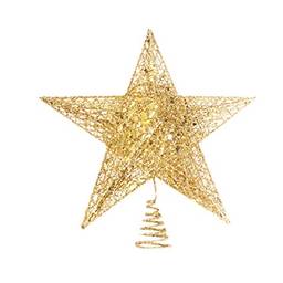 BESTOYARD Topper de árvore de Natal com glitter de metal e arame de estrela de cinco pontas para decoração de festa de Natal para Home Hotel Office (ouro)
