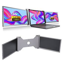 Extensor de tela triplo para laptop, monitor portátil para notebook de 15-17", tela IPS FHD 1080P de 15", Plug and Play tipo C, compatível com PCs Celulares Windows Mac OS(Cinza)