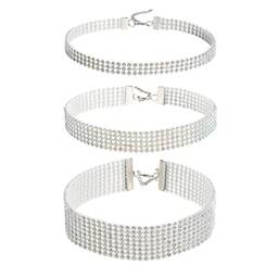 Holibanna 3 unidades de colares gargantilha de strass, gargantilha de diamante para mulheres, meninas, presentes de Dia dos Namorados