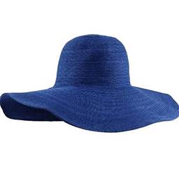 Chapéu de palha feminino BESTOYARD, flexível, dobrável, ajustável, para o sol, praia, Havaí, férias de verão, azul royal, Azul royal, M