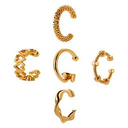 Holibanna 5 peças de brincos de cobre para orelha, sem piercing, falso, helix, cartilagem, punho, punho, concha, brincos de argola, joias para mulheres, homens, meninas, dourado