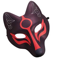 Beaupretty Máscaras japonesas Fox Kabuki Kitsune para homens, mulheres, crianças, fantasias, adereços de fantasia de animal cosplay Kabuki meia face máscaras de gato
