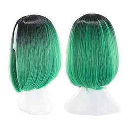 Beaupretty Perucas curtas retas perucas de renda frontal, perucas de festa para mulheres negras, cosplay para festa diária (verde gradiente)