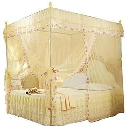 Rede de mosquiteiro para cama princesa, cortinas de dossel de 4 cantos com 3 aberturas laterais, rede de mosquiteiro para crianças, decoração de cama para cama para Full/Queen/King, fácil instalação (#3)