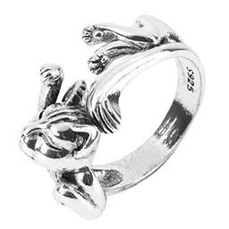 Holibanna Anel de dedo aberto estilo gato vintage anel de prata totem anel de dedo animal joia para homens e mulheres