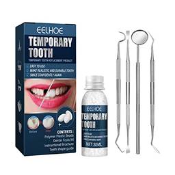 Wemay 30ml Cola de Dentes Moldável 4 Instrumentos Dentários Conjunto de Preenchimento de Dentes Temporário Difícil de Deformar Sorria com Confiança