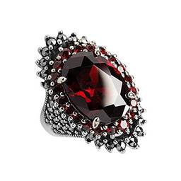 Holibanna Anel de noivado com pedra preciosa vintage, anel de noivado rubi ajustável para o Dia dos Namorados 3.3x2cm Vermelho