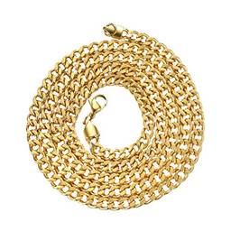 Holibanna Colar de corrente de elos cubanos Hip Hop Miami grosso colar colar de aço inoxidável para mulheres homens (ouro), Dourado, 60*0.3cm