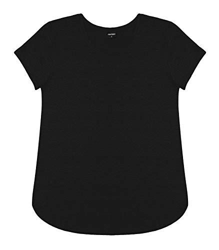 Camiseta Manga Curta Plus Size Barra Arredondada, Rovitex, Feminino, Preto, M
