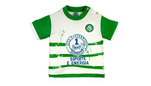 Camiseta Manga Curta Esporte e Energia Palmeiras, Rêve D'or Sport, Bebê Unissex, Branco/Verde, P