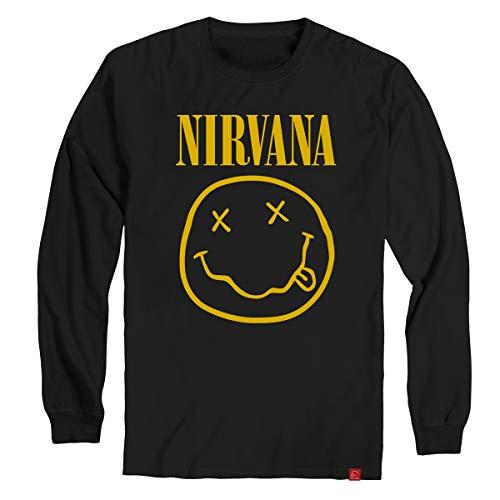 Camiseta Manga Longa Nirvana Banda Camisa Manga Comprida XG