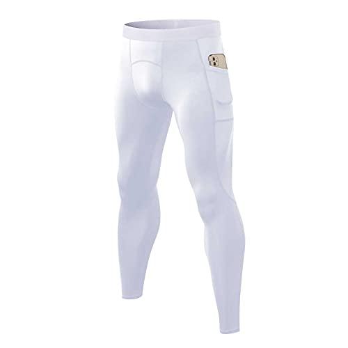 Staright Calça de compressão masculina com cintura elástica bolsos laterais meia-calça elástica elástica para corrida, levantamento de peso