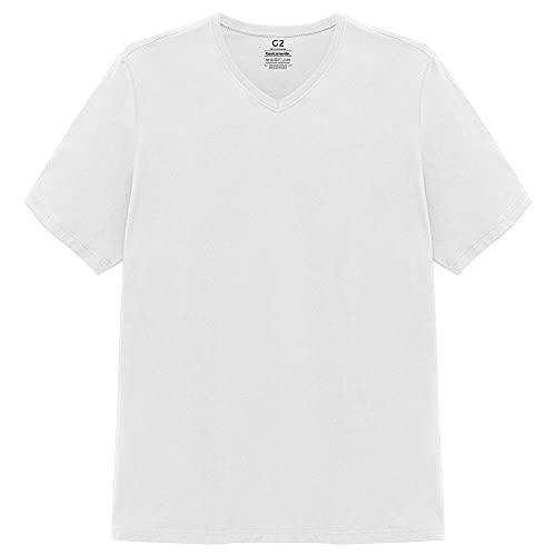 Camiseta Gola V Super Masculina; basicamente; Branco G1