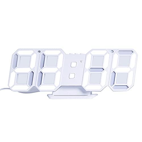 Staright 3D LED Digital Clock Relógio de mesa eletrônico Despertador de parede brilhante pendurado relógios brancos