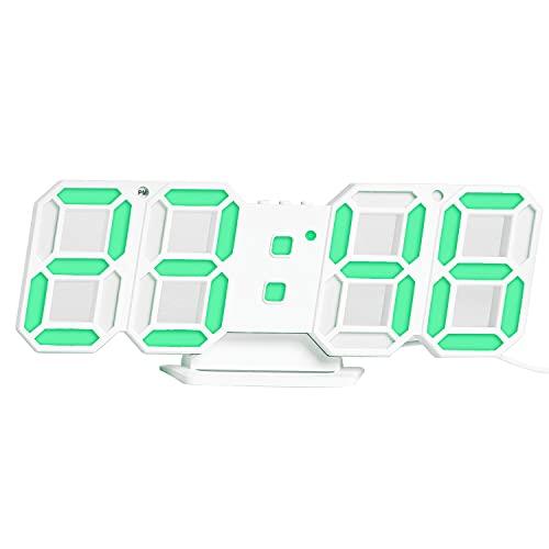 Staright 3D LED Relógio Digital Relógio de Mesa Eletrônico Despertador Parede Brilhante Pendurado Relógios Verde