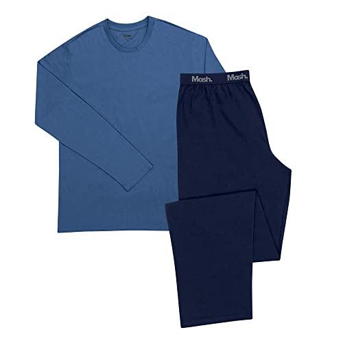 Pijama Alg.M.Longa Gola Careca, Mash, Masculino, Azul Jeans Escuro, G