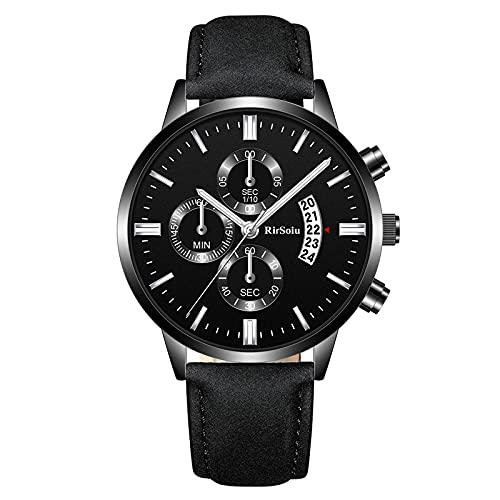 Strachey RS0053 Relógio de negócios elegante e luxuoso para homens Relógio de pulso elegante de quartzo com pulseira de couro 30M à prova d'água/luminoso/relógio analógico de calendário para homens