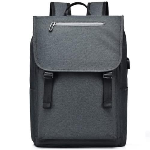 Mochila masculina fashion bolsa para laptop 15,6 cm usb porta de carregamento bolsa de nylon feminina (PRETA), Cinza, G