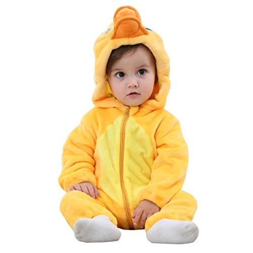 Elonglin Macacão Animal Flanela para Bebês Unissex Zíper com Capuz Pijama para Bebês Macia Quente D 6 – 12 meses