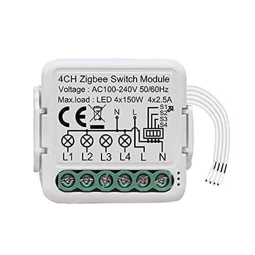 Staright Tuya ZigBee Intelligent Switch Module Intelligent Four Gang Switch Módulo de modificação de switch residencial inteligente Função de temporização de compartilhamento de dispositivo para celul