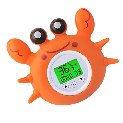 Strachey Termômetro De Banheira Infantil,Termômetro de banho com visor tricolor iluminado de temperatura ambiente em Fahrenheit e Celsius Adorável caranguejo em forma flutuante de brinquedo