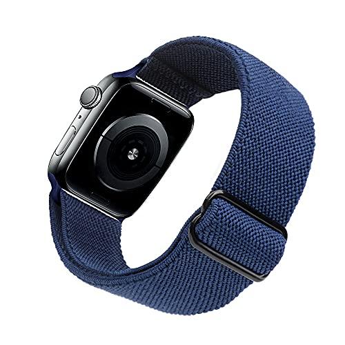 Arae Pulseira elástica compatível com Apple Watch 45 mm, 44 mm, 42 mm, confortável e ajustável para iWatch Series 8 7 6 5 4 SE 3 2 1 mulheres homens - azul