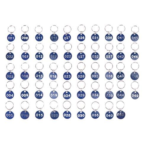 NUOBESTY 50Pcs Chaveiro Com Número de Chave Redondo Etiquetas de Número Chave de Número Chaveiro de Plástico Identificações de Números 1-50 para Chaves de Dormitório Armários de Hotel Azul
