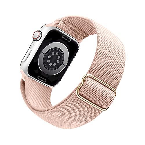 Arae Pulseira elástica de relógio compatível com Apple Watch 45 mm, 44 mm, 42 mm, confortável, ajustável, pulseira esportiva para iWatch Series 8, 7, 6, 5, 4, SE 3, 2, 1, feminino, masculino, rosa brilhante
