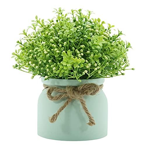 Heave Flores artificiais, flores artificiais, mini planta de bonsai, vaso para casamento, festa, escritório, decoração de mesa, arranjo verde
