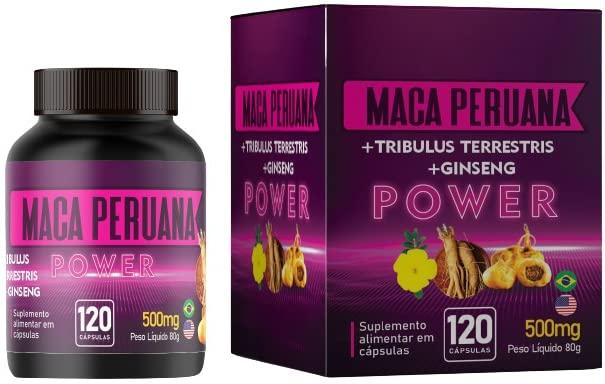 Maca Peruana Power 85% saponinas + Ginseng 500mg 120 Capsulas 100% Concentrada