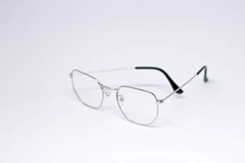 Óculos Hexagonal - Prata/Transparente