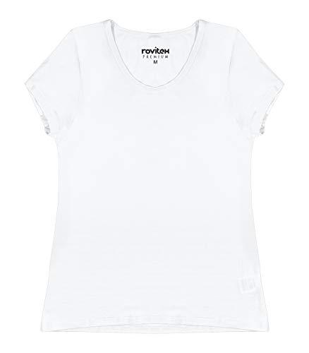 Camiseta Manga Curta Gola Redonda Plus Size, Rovitex, Feminino, Branco, P