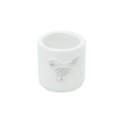Vaso Cerâmica Embossed Bird Branco Peq 8x8x7, 5cm Urban Branco
