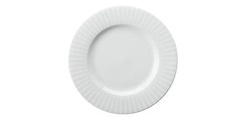 Estojo com 6 pratos rasos. Modelo redondo aba larga. Decoração sol branco. Fabricado pela porcelana schmidt.