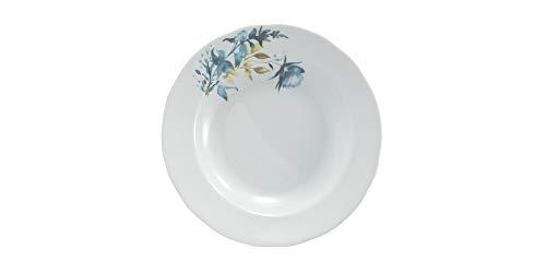 Estojo com 6 pratos fundos. Modelo redondo izabel. Decoração aqua blue. Porcelana real by porcelana schmidt.