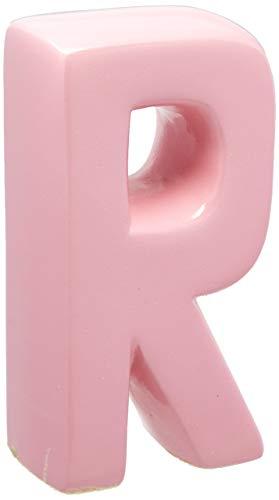 Letra R Decorativa Ceramicas Pegorin Rosa Bebe