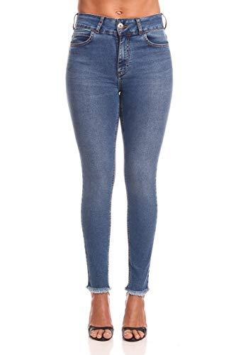 Calça jeans Bia com etiqueta de couro, Colcci, Feminino, Azul (Índigo), 38