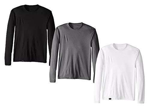 Kit com 3 Camisetas Proteção Solar Uv 50 Ice Tecido Gelado – Slim Fitness - Branco - Cinza – Preto – G