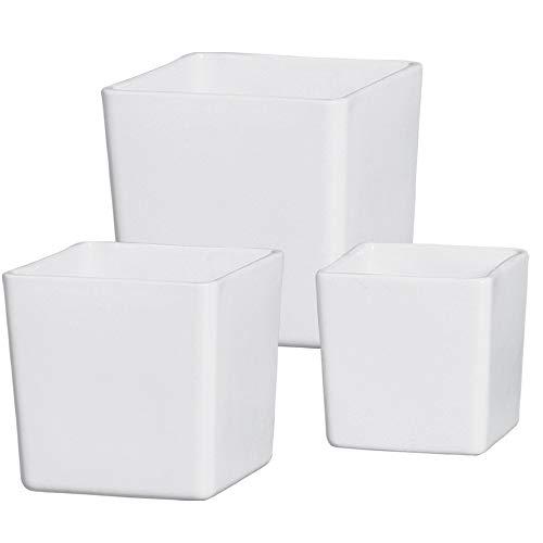 Trio De Cachepôs Quadrados Ceramicas Pegorin Branco