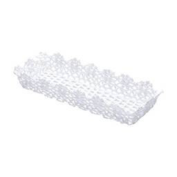 Cesta Retangular com Forma de Crochê de Plástico Lyor Branco 30x12x6Cm