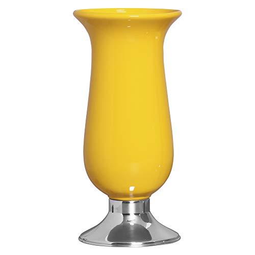 Vaso Imperial Pé De Alumínio Ceramicas Pegorin Amarelo
