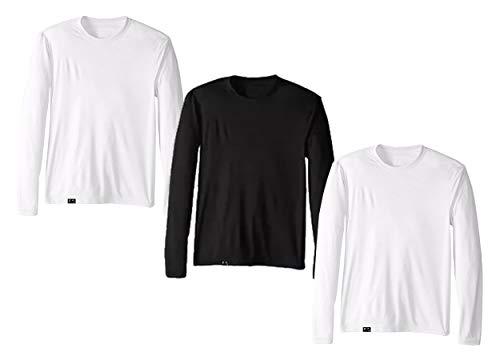 Kit com 3 Camisetas Proteção Solar Uv 50 Ice Tecido Gelado – Slim Fitness - Branco - Branco - Preto – M