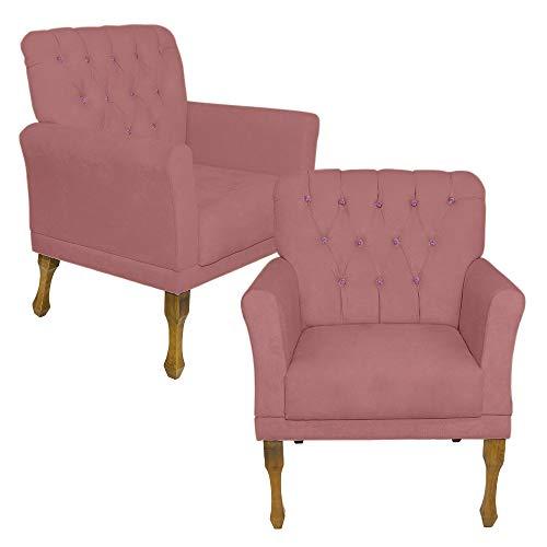 Kit 02 Poltrona Cadeira Decorativa Para Sala Estar Decoração Recepção Bia - Sued Rosê