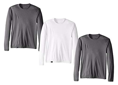 Kit com 3 Camisetas Proteção Solar Uv 50 Ice Tecido Gelado – Slim Fitness - Cinza - Cinza - Branco – GG