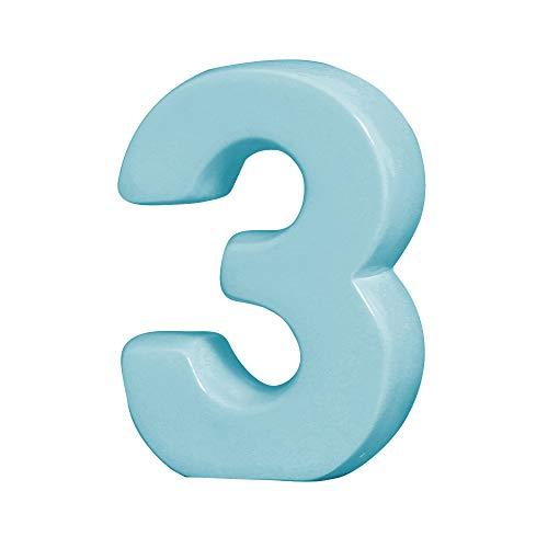 Numero Três Ceramicas Pegorin Azul Bebe